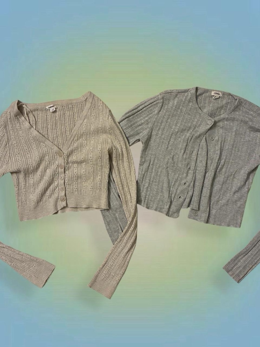 Garage Ribbed Lightweight Cardigan BUNDLE - Beige & Gray